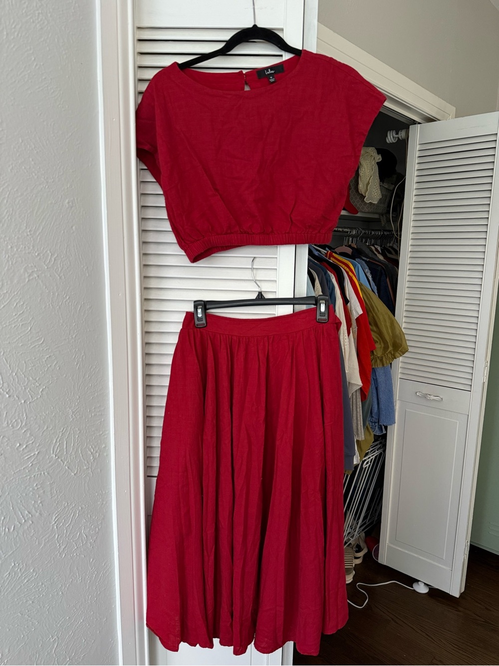 Lulu's Deep Red Two-Piece Maxi Set